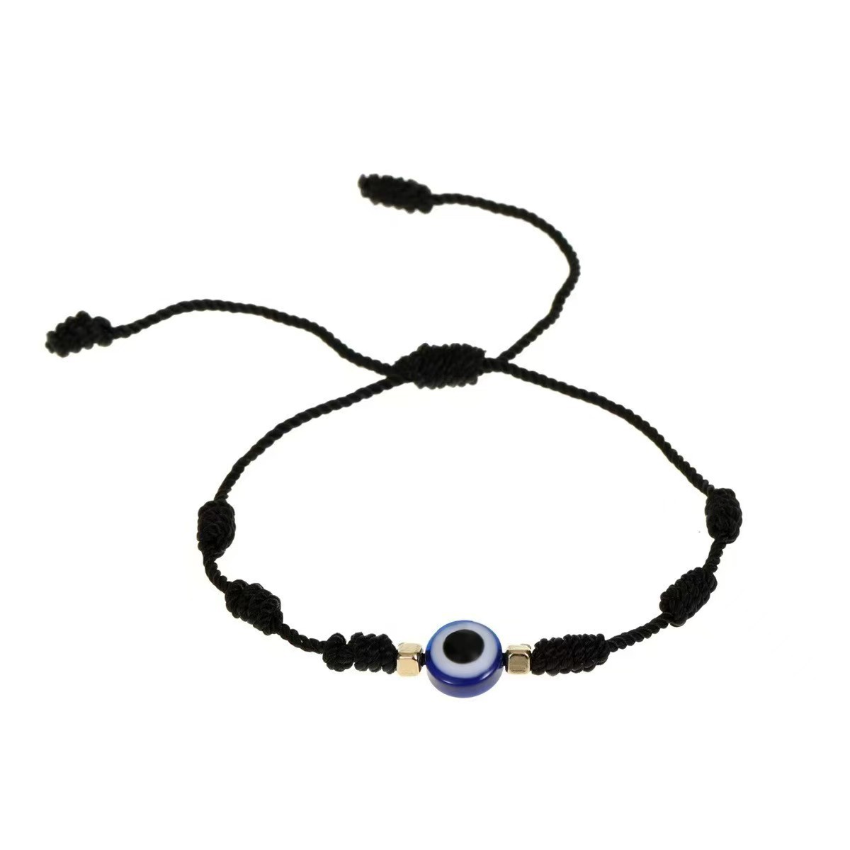 Turkish Blue Evil Eye Bracelet with Adjustable String, Gift for Her